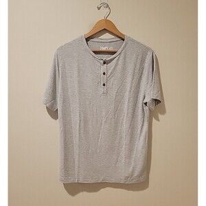 Mugsy Henley Shirt Cashtech Short Sleeve Soft Cashmere/Modal Blend Gray Size M